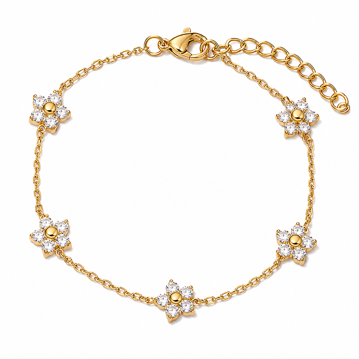 18k Dainty Flower CZ Bracelet