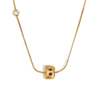18K Bubble Dainty Initial Necklace