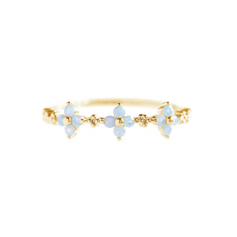 18K Light Saphire Flower Ring