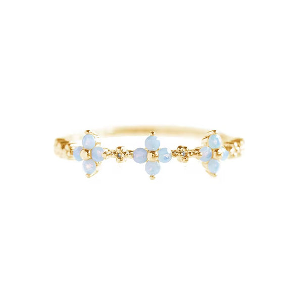 18K Light Saphire Flower Ring