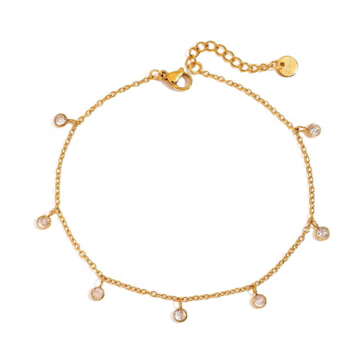 18K CZ Charm Anklet