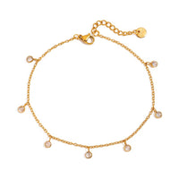 18K CZ Charm Anklet