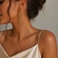 18K Heart Open C Hoop Dangle Fringe Earrings