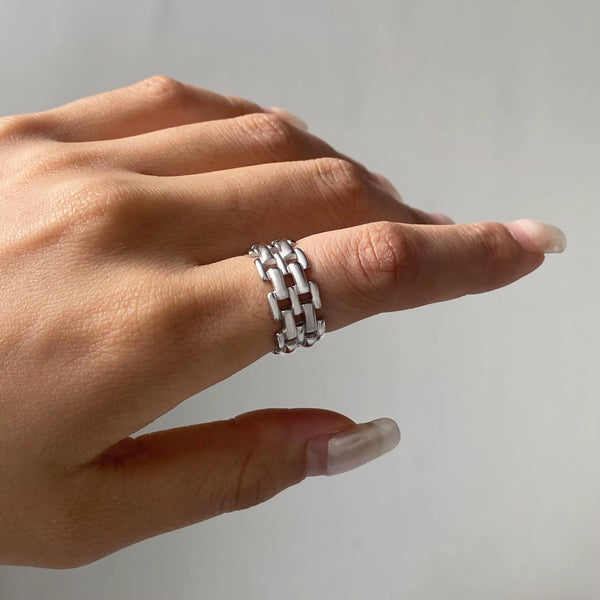 Silver Woven Band Ring