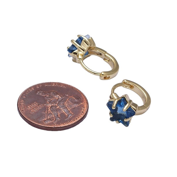 14K Gold Filled Blue Sapphire Celestial Huggie Earrings