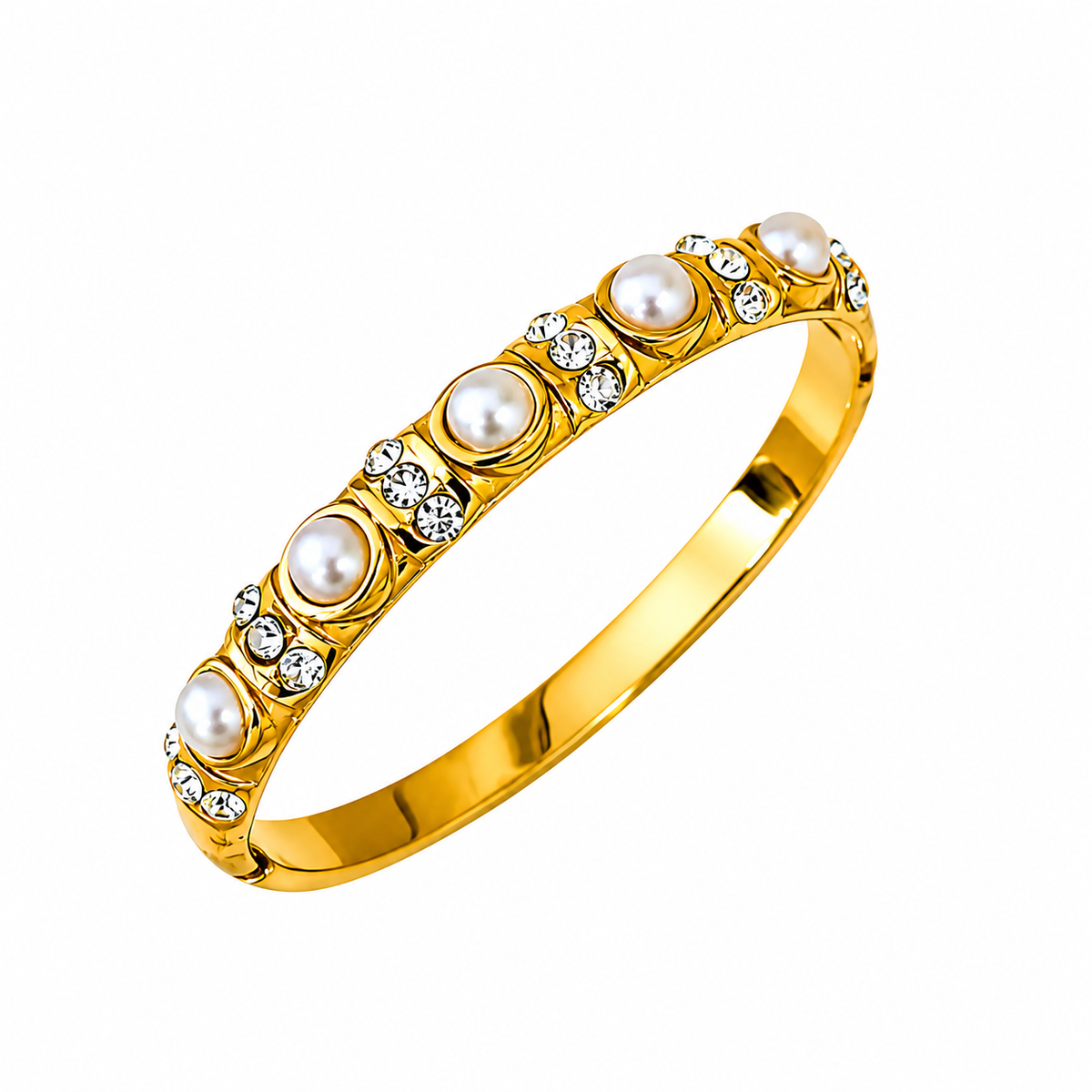 18K Pearl Studded Crown Bangle