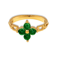 18K Clover Checkered Ring