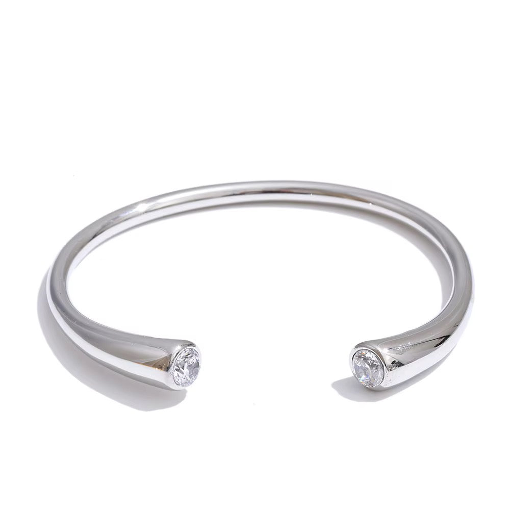 Silver Minimalist Smooth Open Bangle