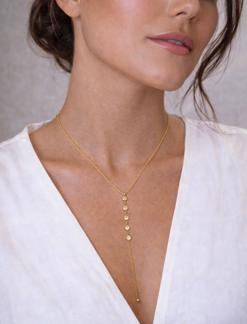 18K Y Round Bezel Necklace