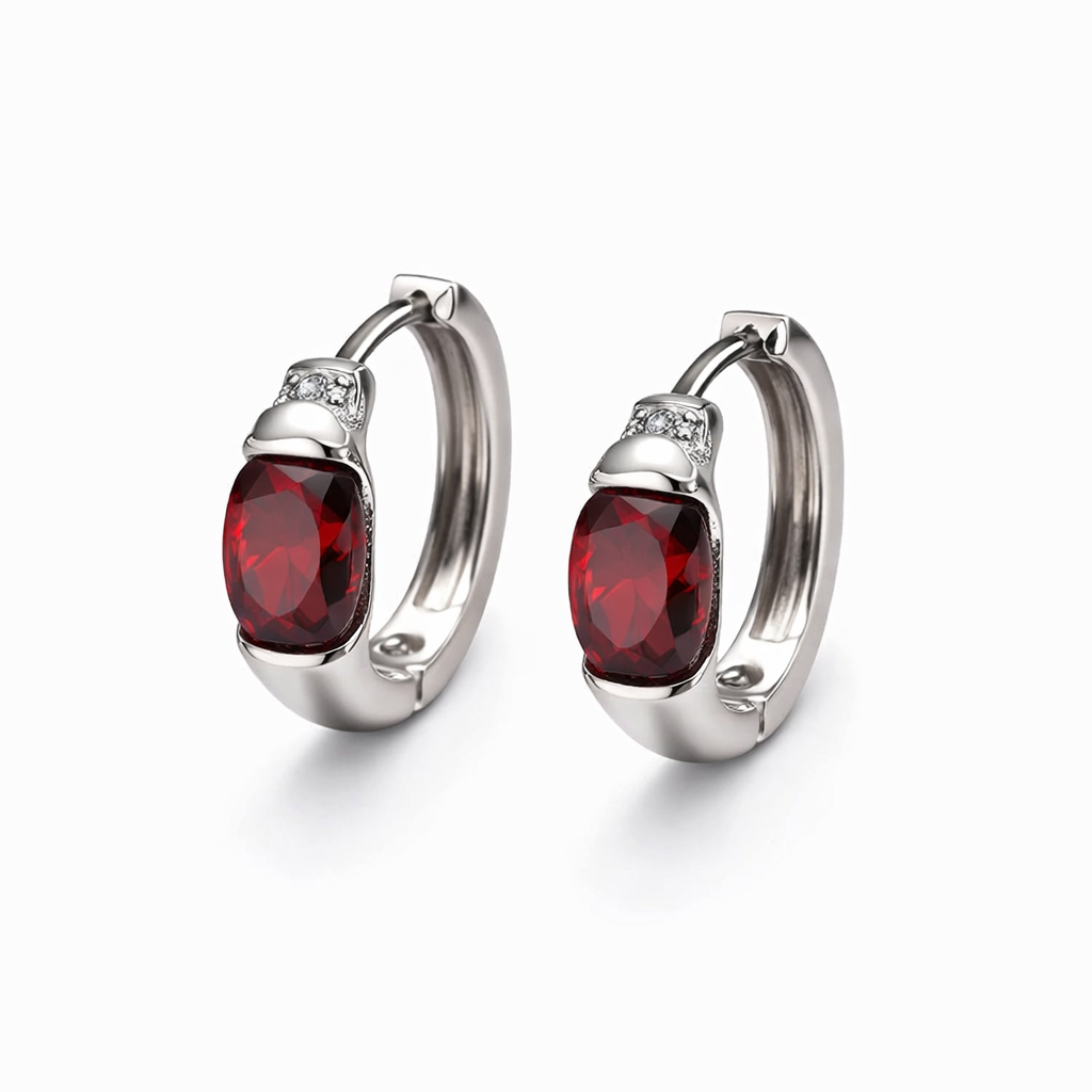 White Gold Filled Ruby CZ Mini Hoop