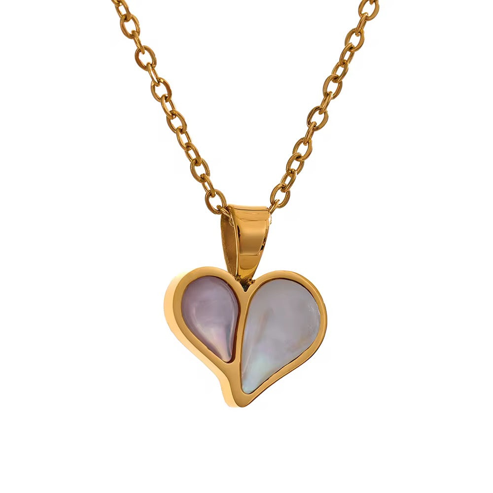18K Shell Bubble Heart Necklace