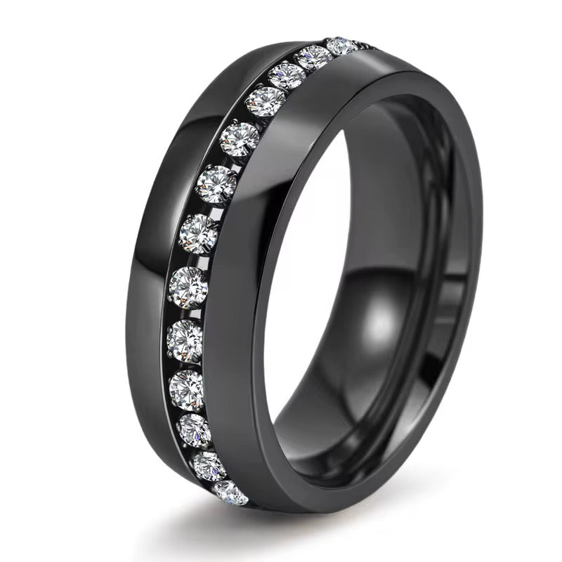 Black Single CZ Lined Ring