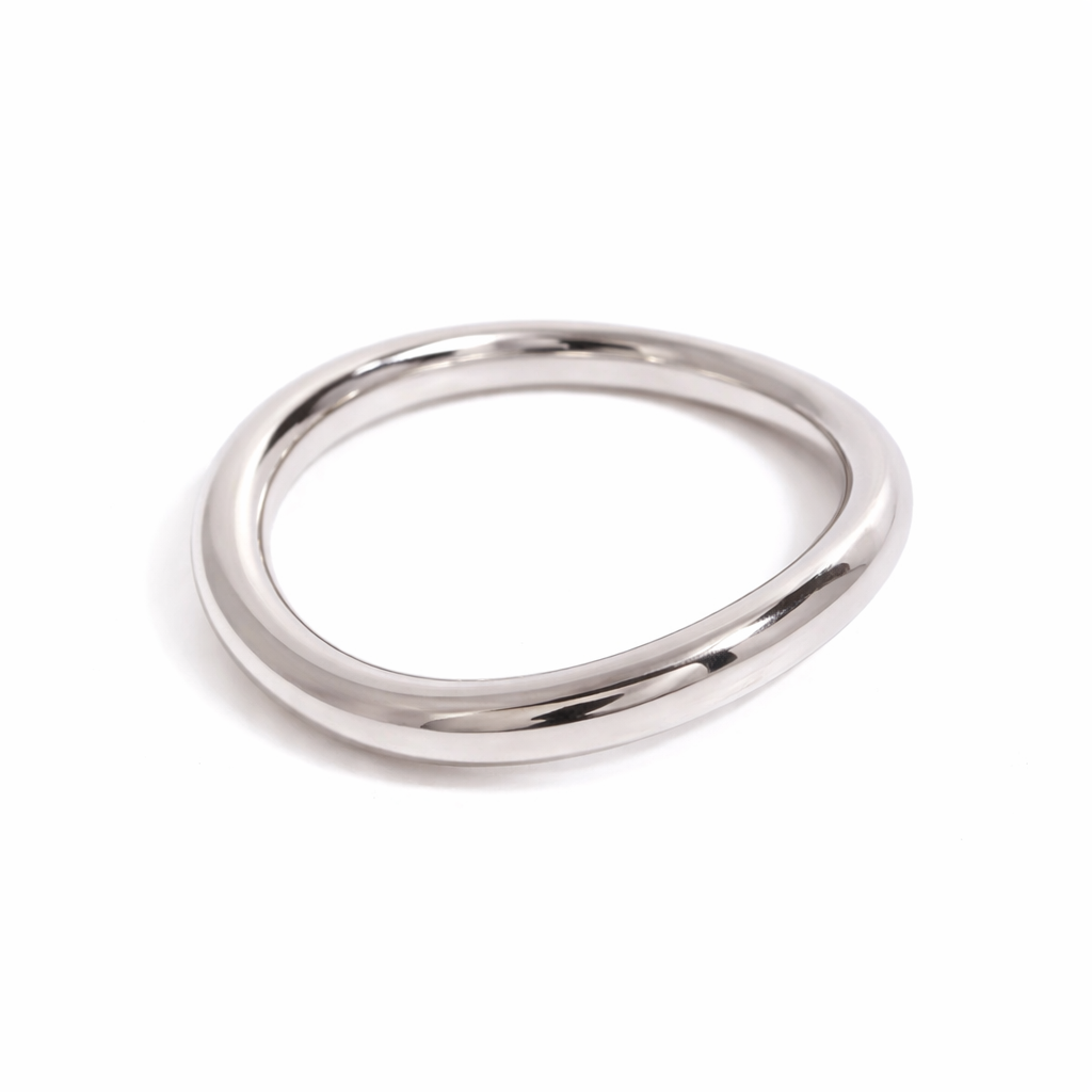 Silver Smooth Irregular Round Ring