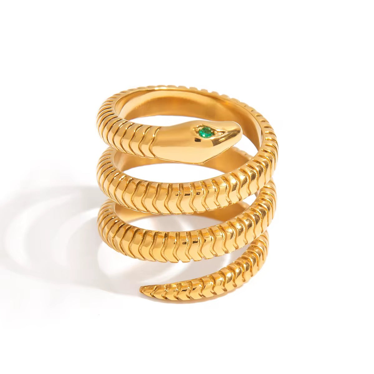 18K Snake Spiral Statement Ring