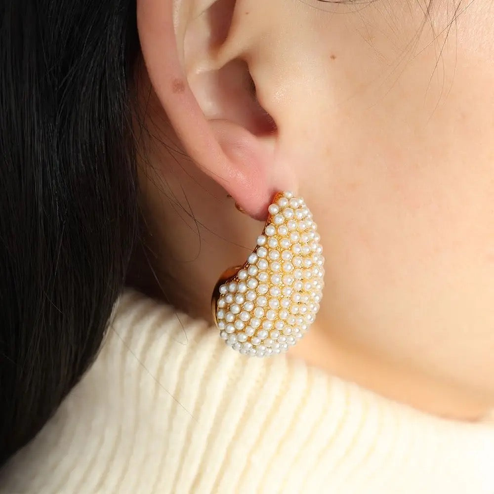 18K Inlaid Water Droplet Earrings