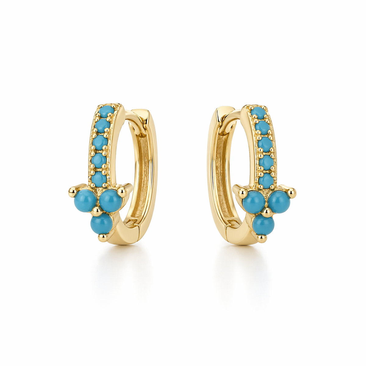 18K Turquoise Flower Huggie
