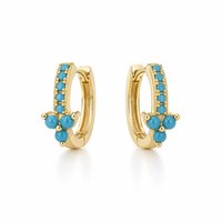 18K Turquoise Flower Huggie