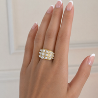 18K Pearl Zirconia Statement Ring