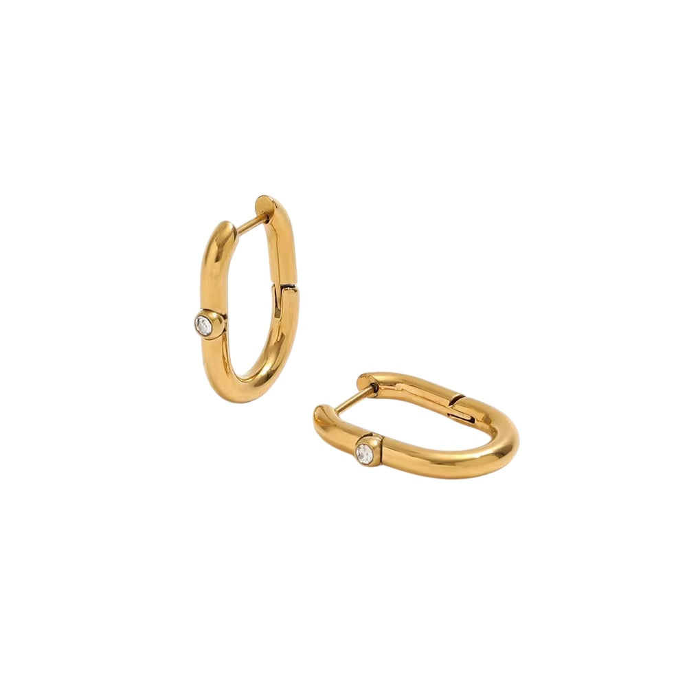 Classic U Hoops in 18K Gold-Plating with Cubic Zirconia