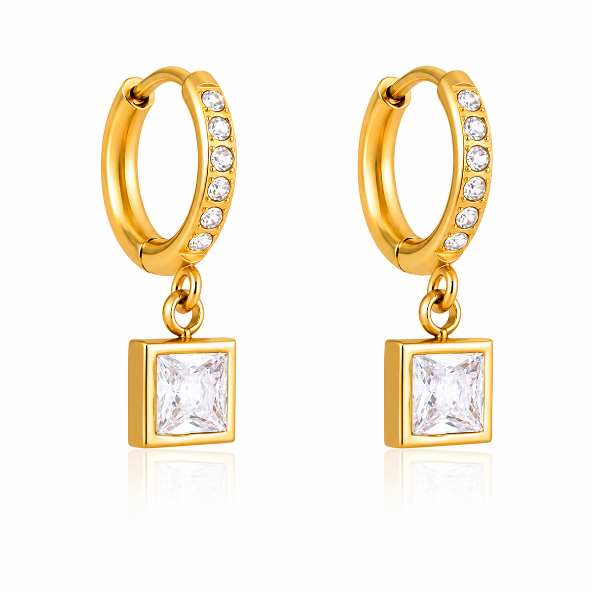 18K Clear CZ Huggies