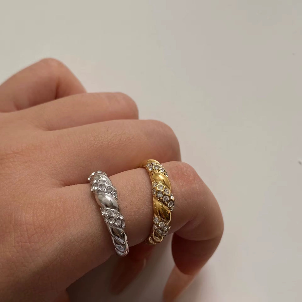 18K Croissant CZ Ring