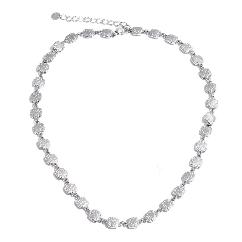Silver Textured Links Necklace