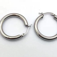 Silver Classic 24MM Medium Hoops