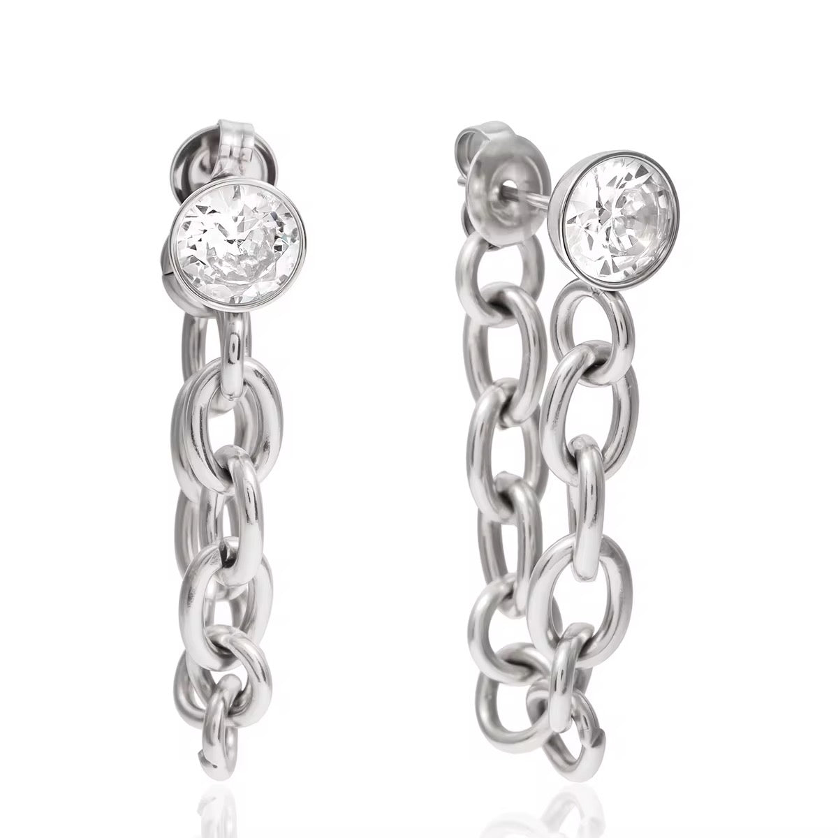 Silver Loop CZ Chain Dangles