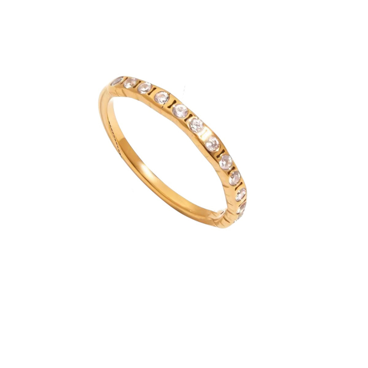 18K Dainty Half Eternity Band Ring