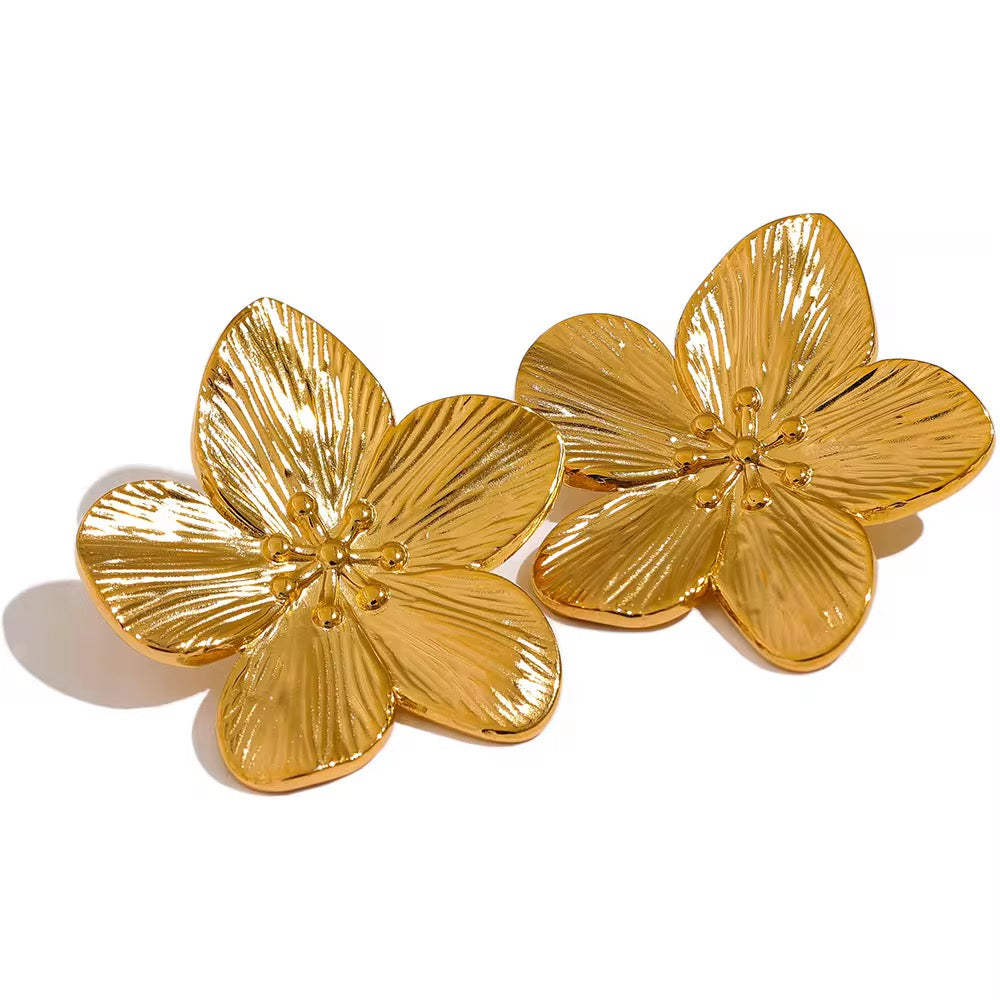 18K Flower Statement Earrings
