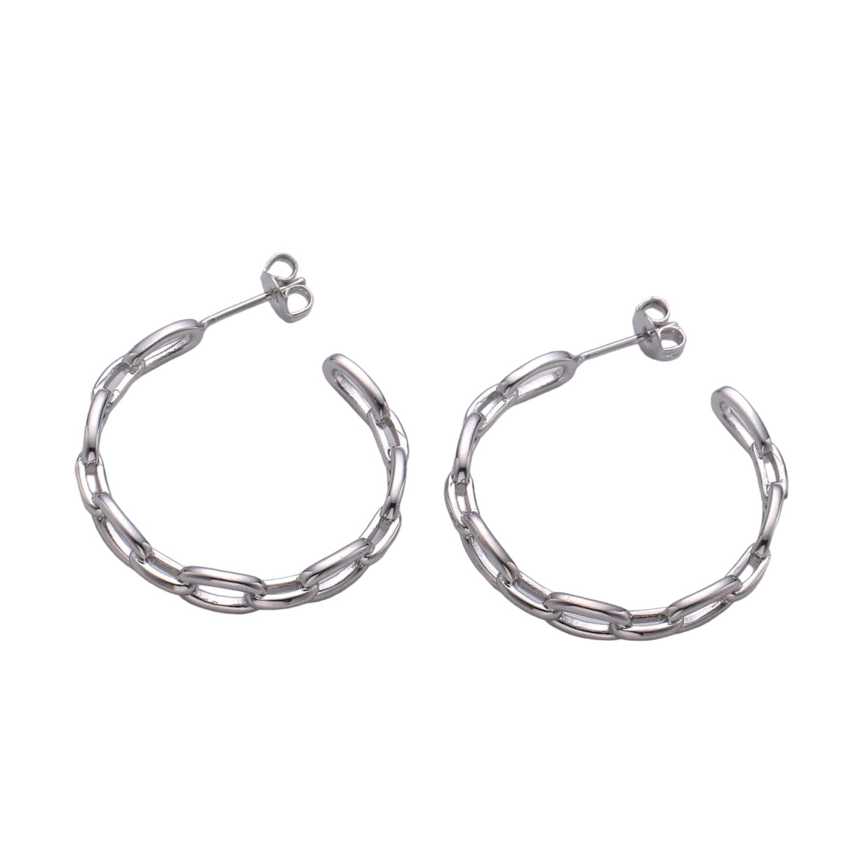 White Gold Filled Dainty Chain Link Hoops
