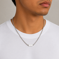 Rectangle Tag Necklace - Silver