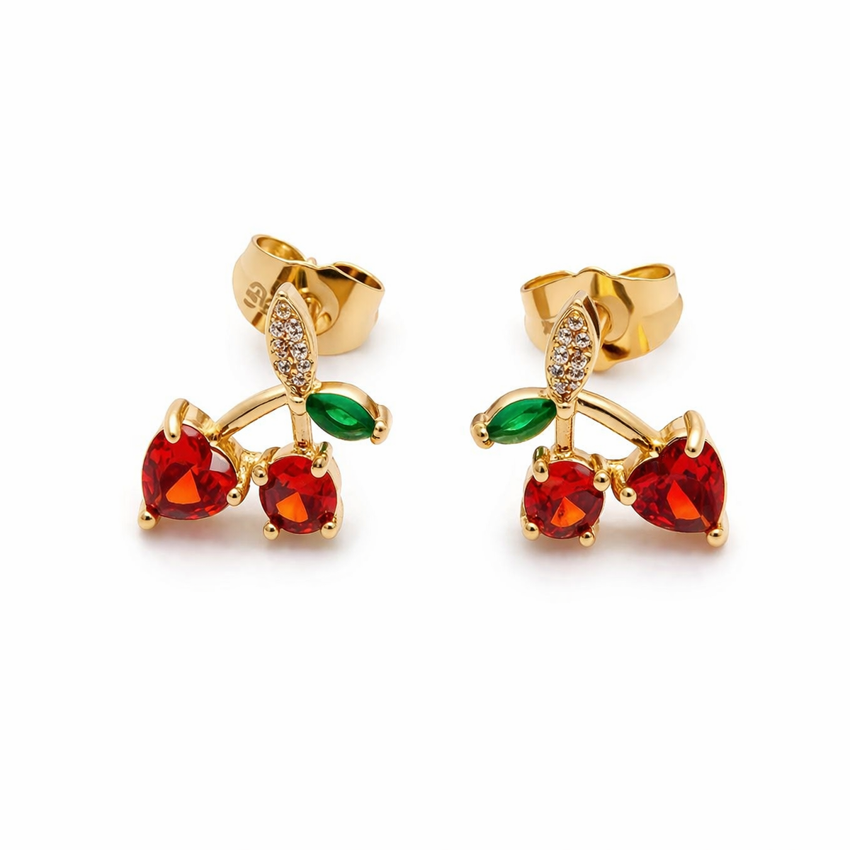 14K Cherry CZ Studs
