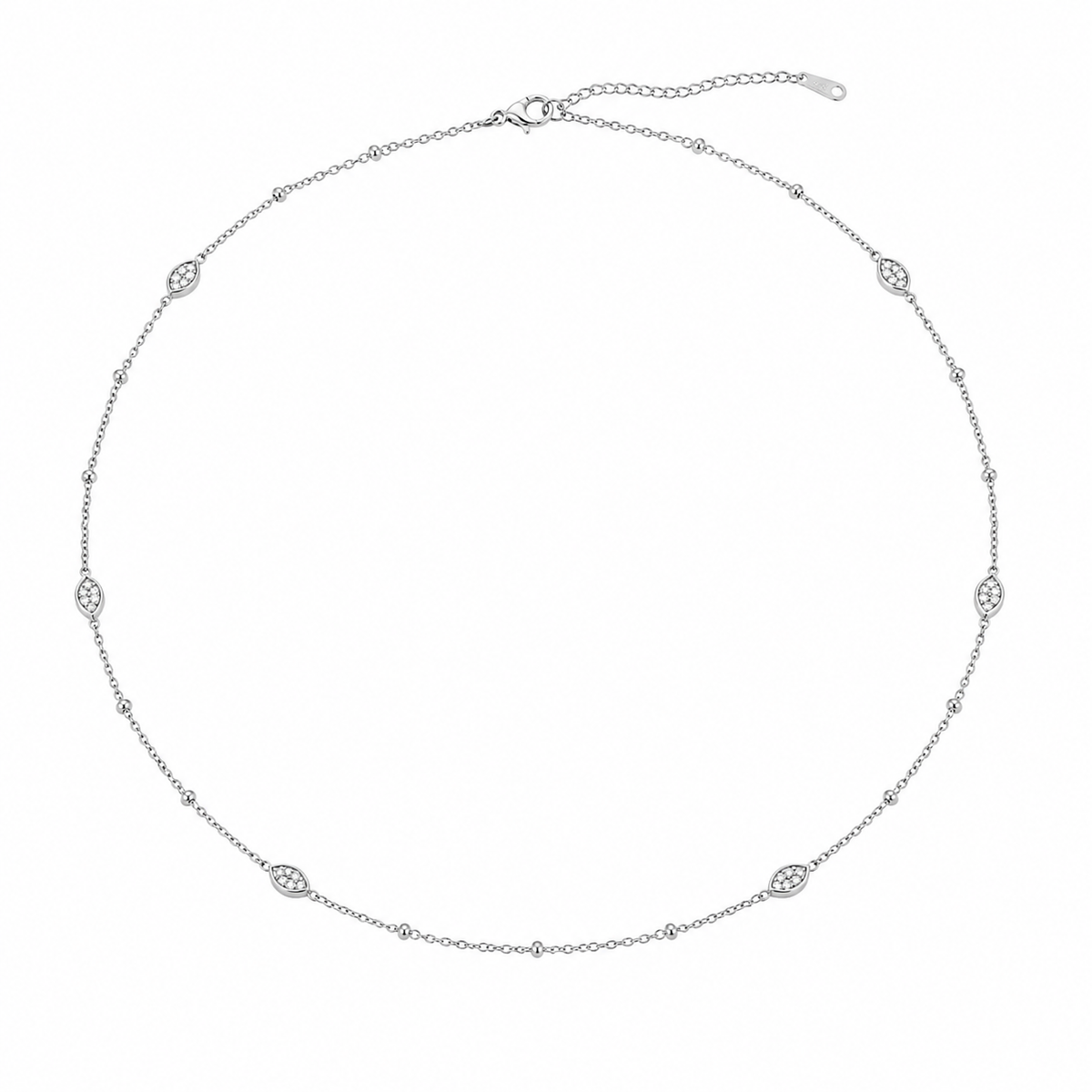 Silver Dainty Marquise Necklace