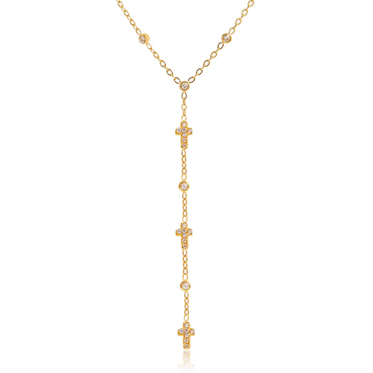 18K Dainty Cross Y Necklace