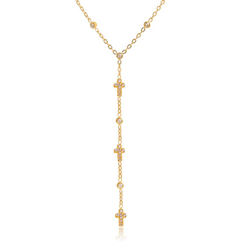 18K Dainty Cross Y Necklace