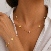 18K Lana Pearl Clover Necklace