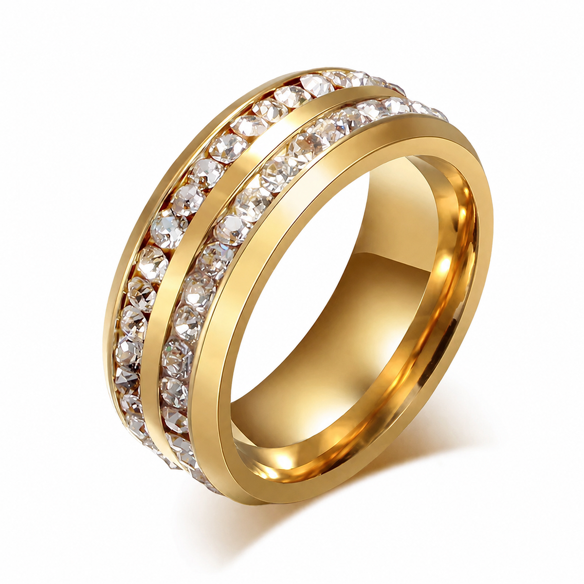 18K Double CZ Lined Ring