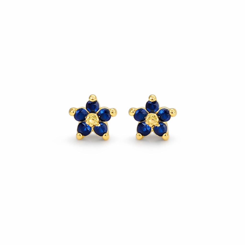 14K Midnight Blue Flower Studs