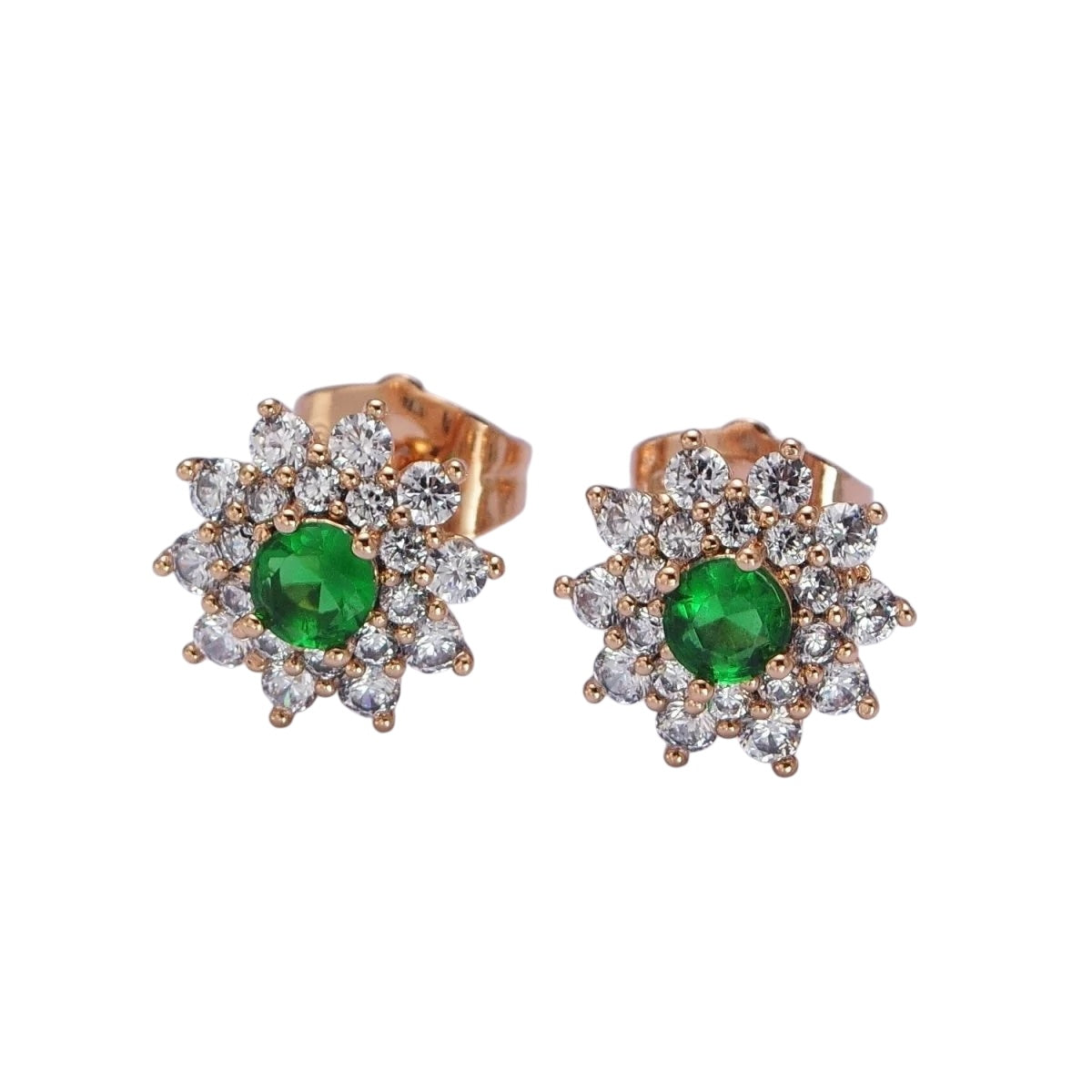 18K Rose Gold Emerald Aurora Studs