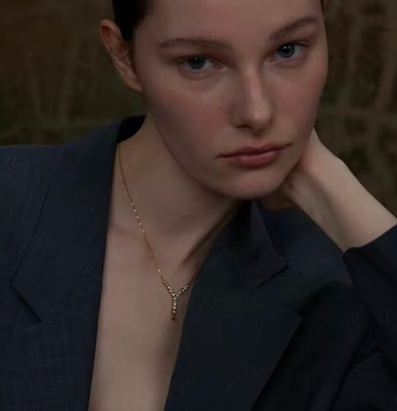 18K Dainty Y CZ Necklace