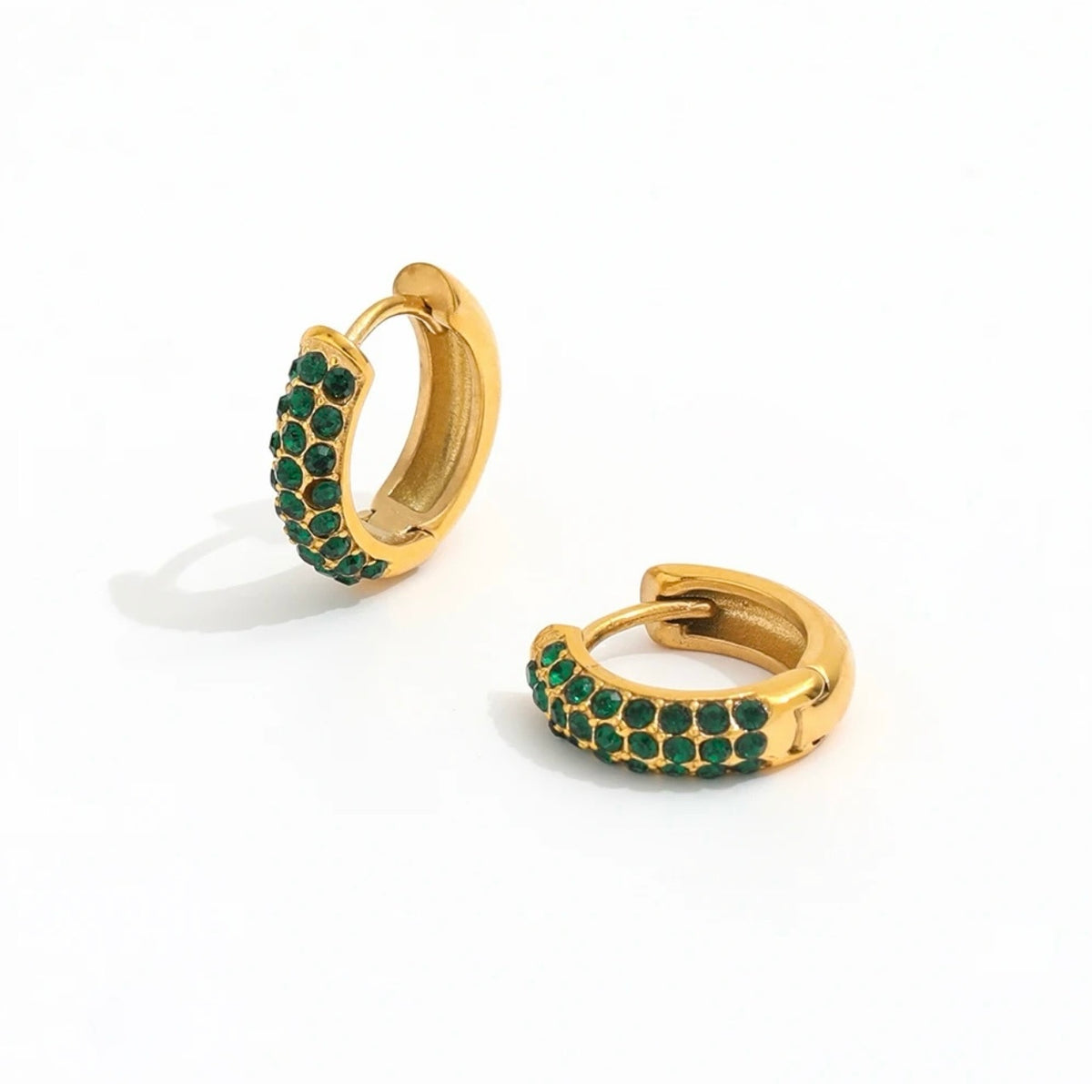 18K Half CZ Huggie Earrings