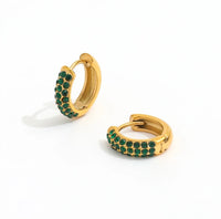 18K Half CZ Huggie Earrings