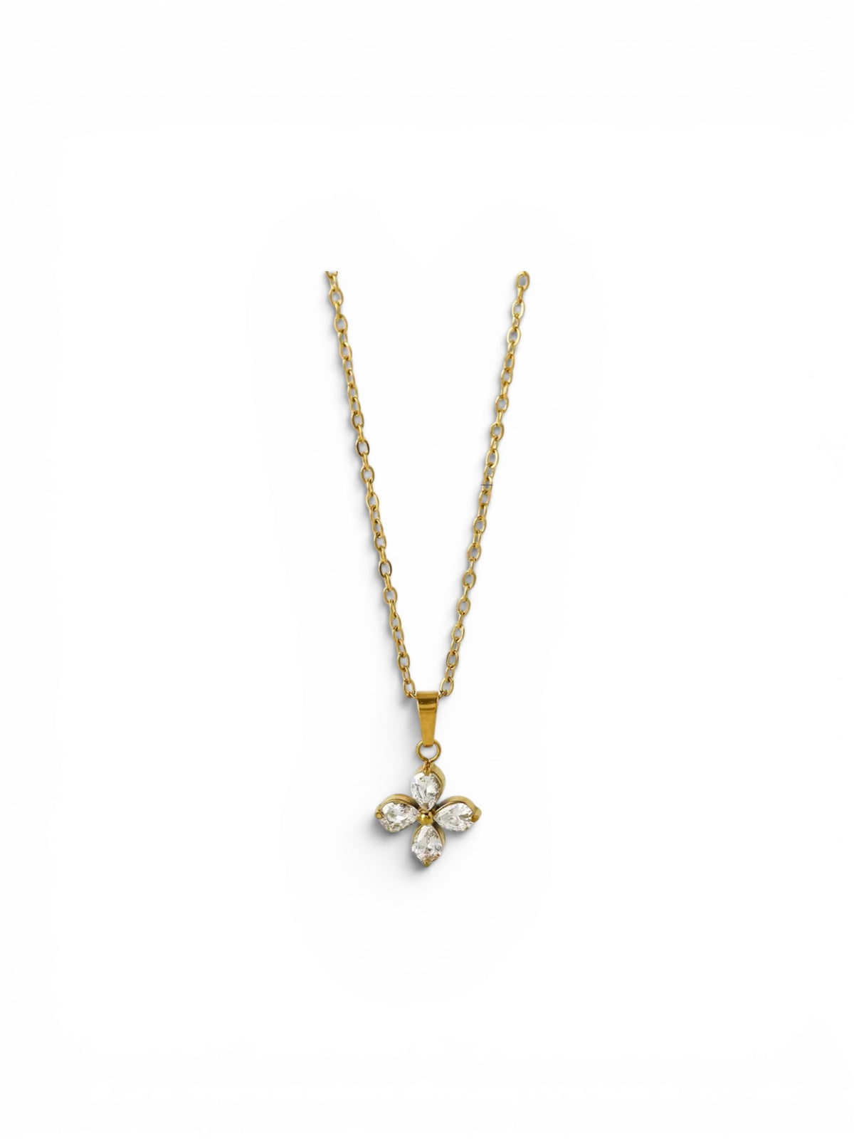18K Mini Clover CZ Necklace