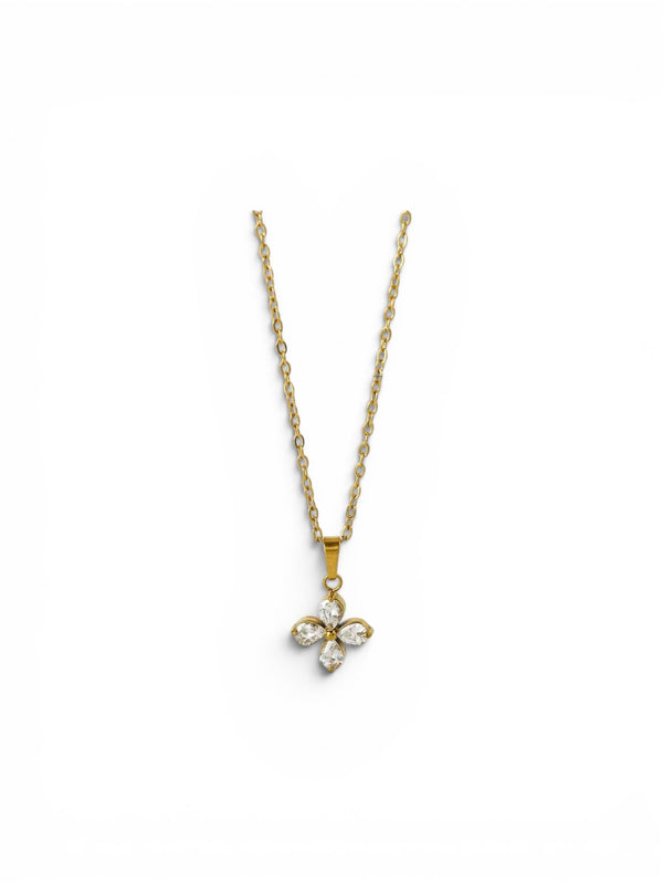 18K Mini Clover CZ Necklace