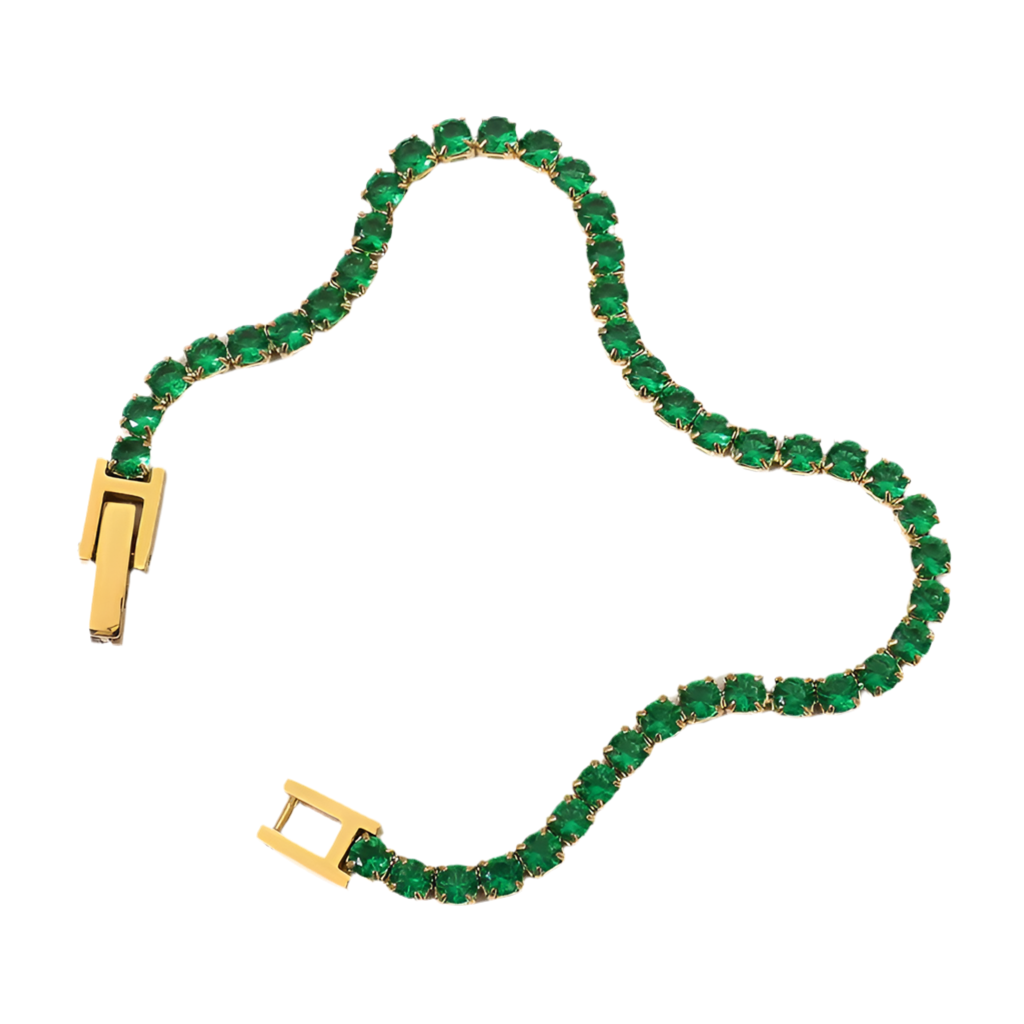 18K Emerald Tennis CZ Bracelet