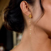 18K Sunburst CZ Drop Earrings