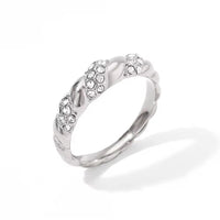 Silver CZ Croissant Ring