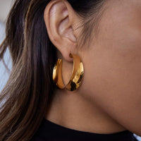 18K Oversized C Statement Hoops