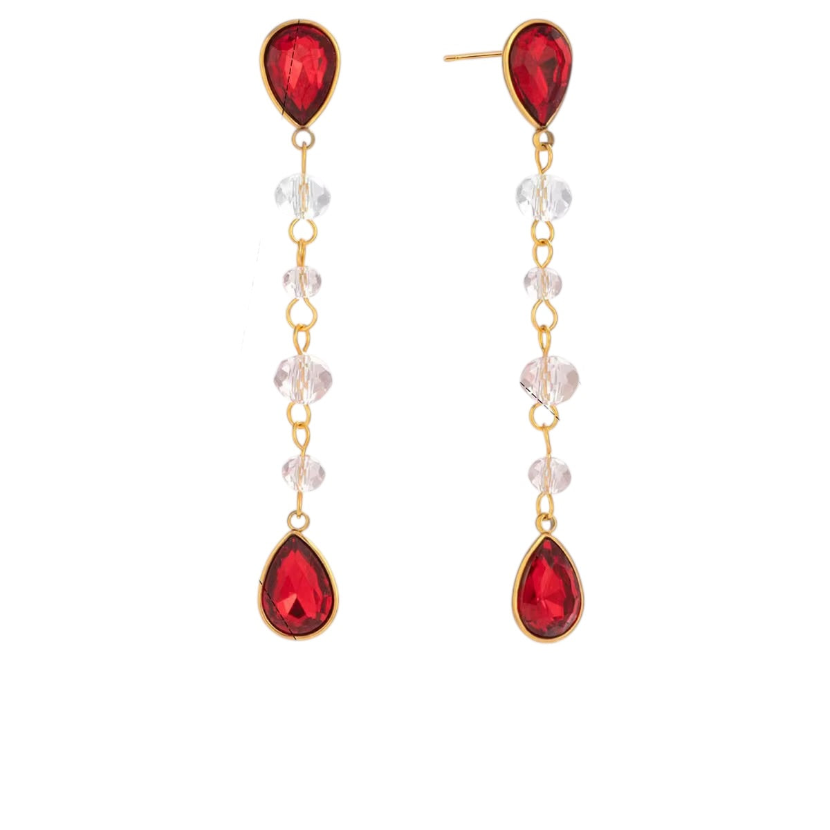 18K Red Crystal Dangles